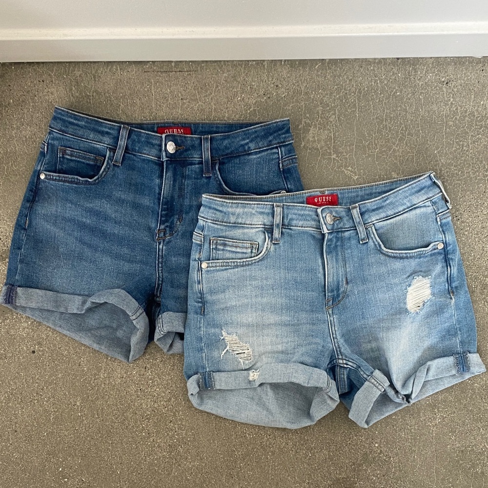 GUESS Women's Denim Shorts Duo - Dark Blue & Light Blue